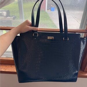 Kate Spade Navy Croc-Embossed Tote
